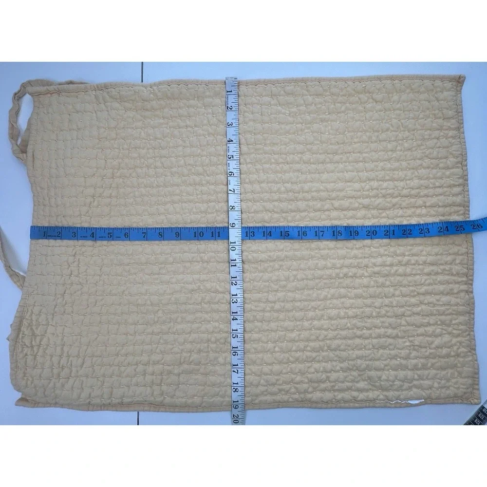 Pottery Barn  2 Yellow Quilted Stitch Standard Pillow Shams Tie Closure  19 x 25